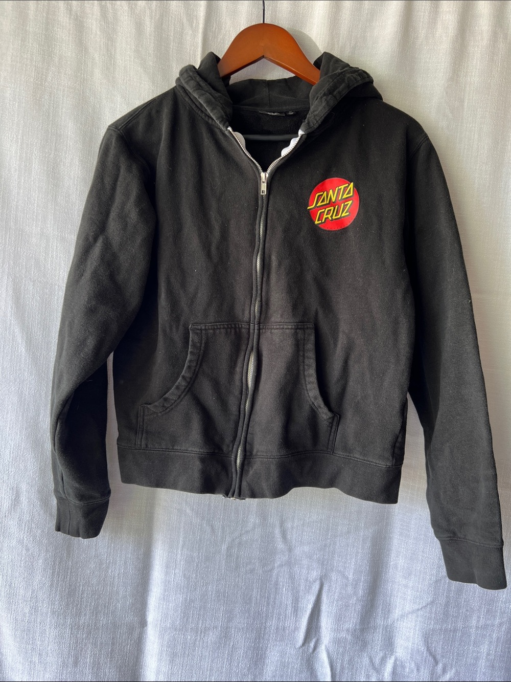 Santa Cruz Skateboards Black Zip Hoodie with Red & Yellow Logo